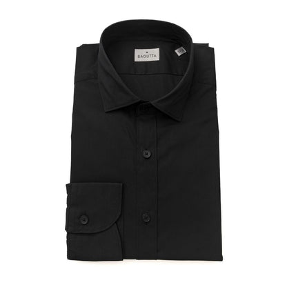 Bagutta Black Cotton Men Shirt Bagutta