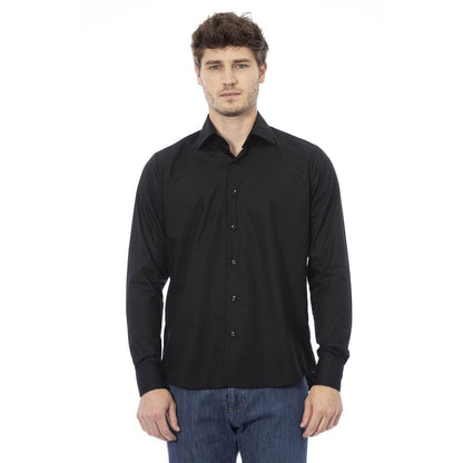 Baldinini Trend Black Cotton Men Shirt Baldinini Trend