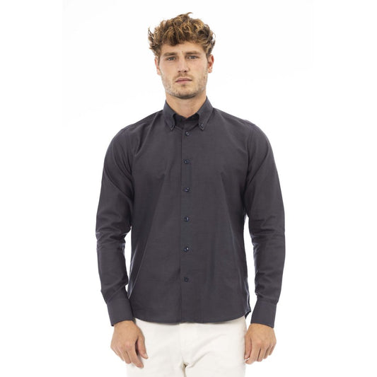 Baldinini Trend Gray Cotton Mens Shirt Baldinini Trend