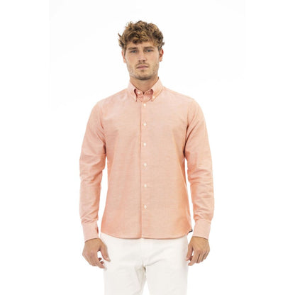 Baldinini Trend Orange Cotton Men Shirt Baldinini Trend