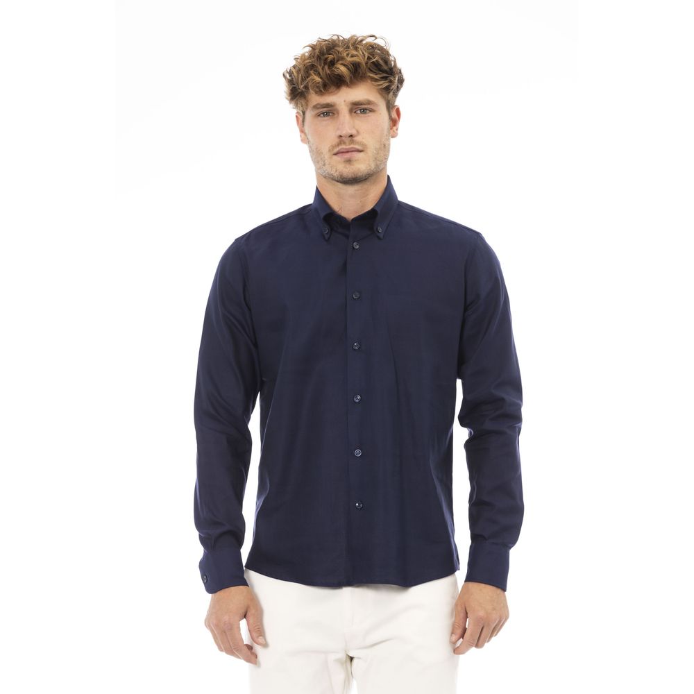 Baldinini Trend Blue Cotton Men Shirt Baldinini Trend