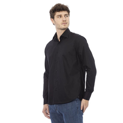 Baldinini Trend Black Cotton Men Shirt Baldinini Trend