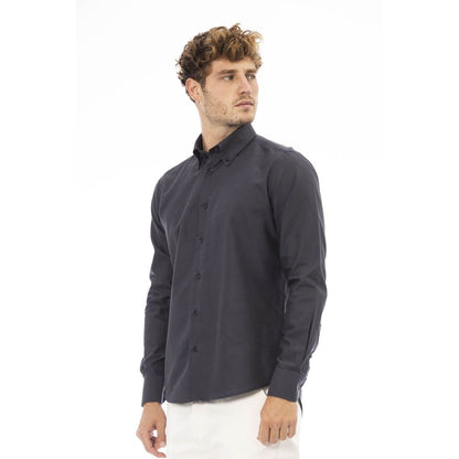 Baldinini Trend Gray Cotton Mens Shirt Baldinini Trend