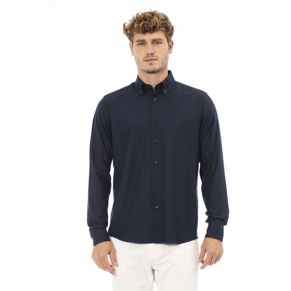 Baldinini Trend Blue Cotton Men Shirt Baldinini Trend