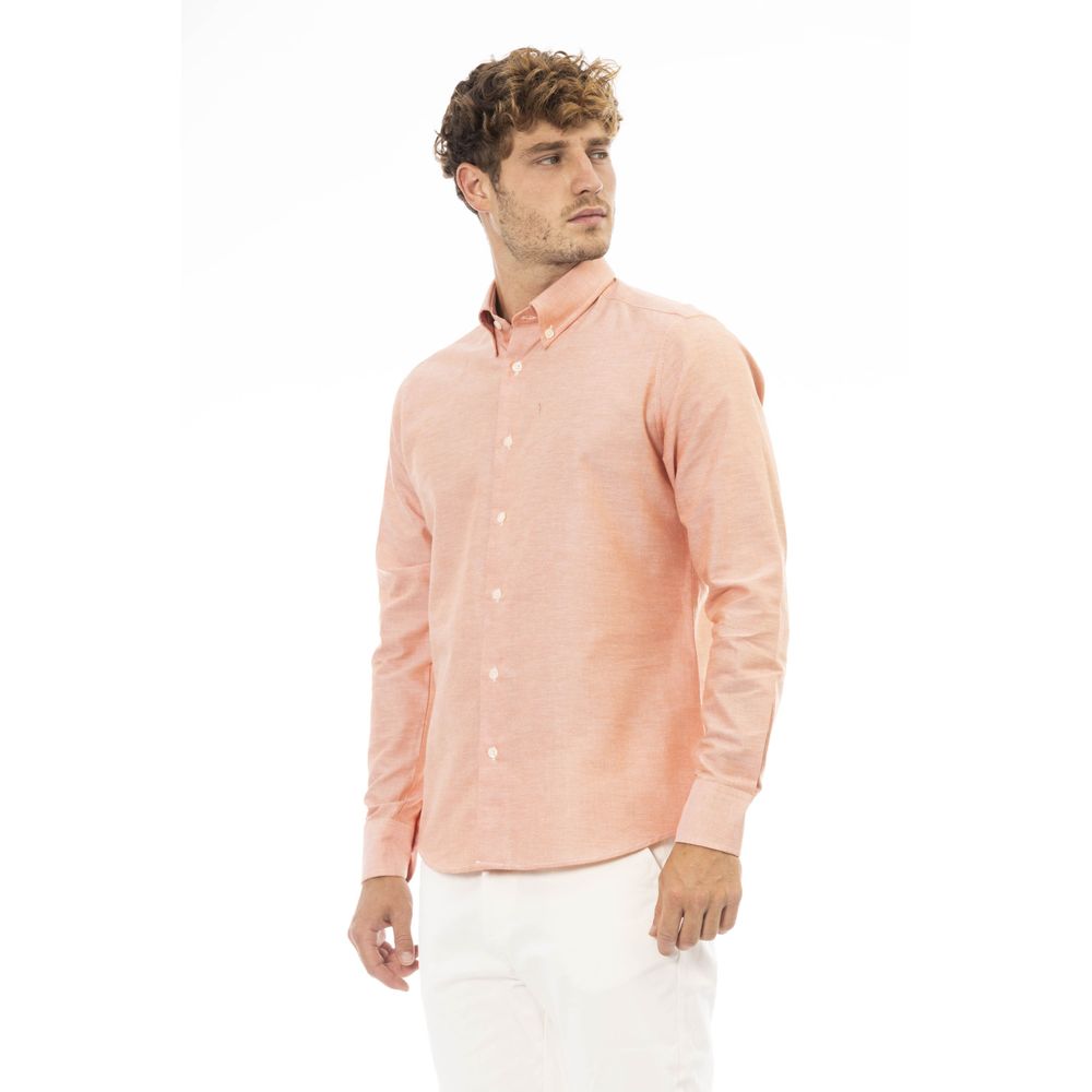 Baldinini Trend Orange Cotton Men Shirt Baldinini Trend