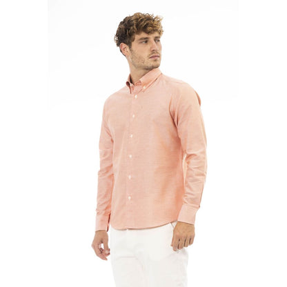 Baldinini Trend Orange Cotton Men Shirt Baldinini Trend