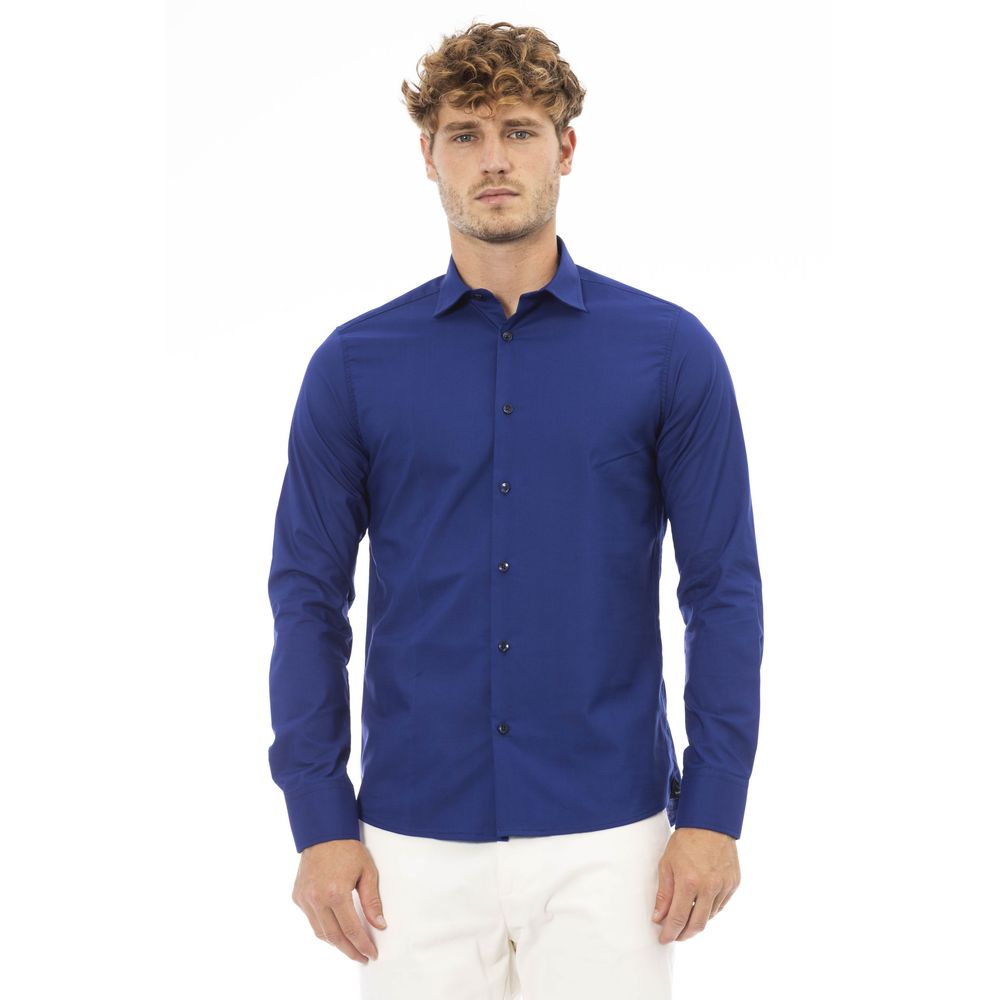 Baldinini Trend Blue Polyester Men Shirt Baldinini Trend