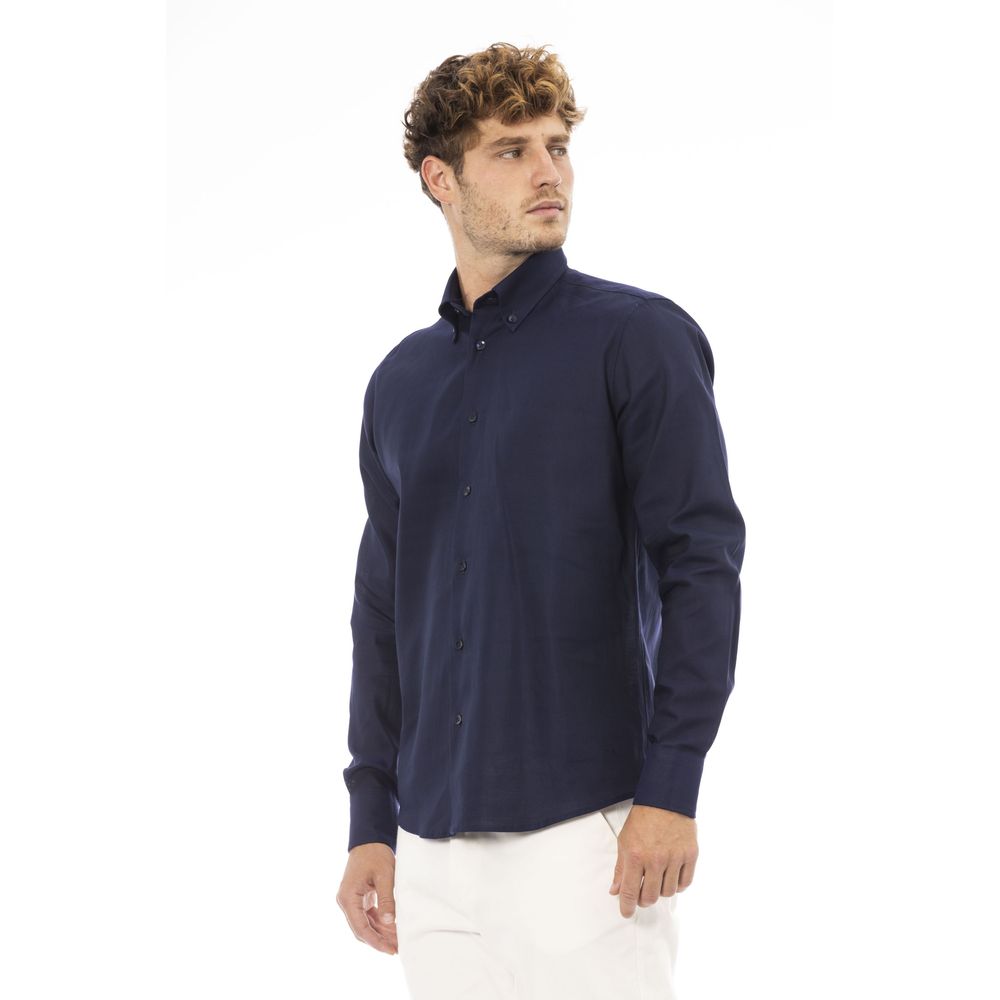 Baldinini Trend Blue Cotton Men Shirt Baldinini Trend