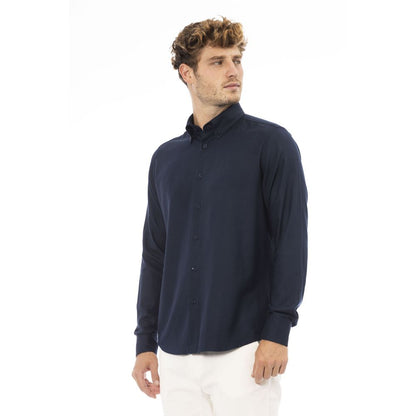 Baldinini Trend Blue Cotton Men Shirt Baldinini Trend