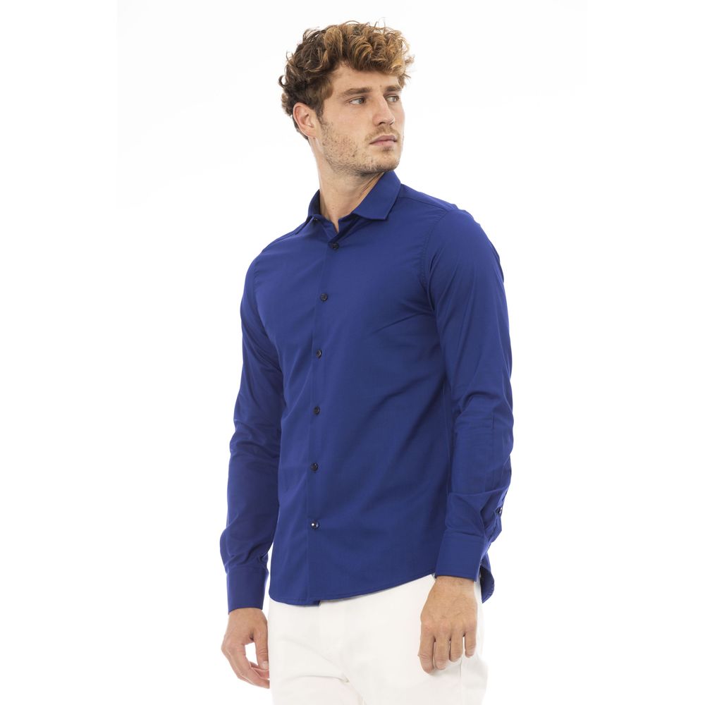 Baldinini Trend Blue Polyester Men Shirt Baldinini Trend