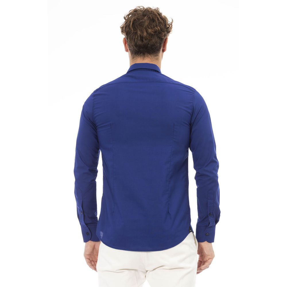 Baldinini Trend Blue Polyester Men Shirt Baldinini Trend