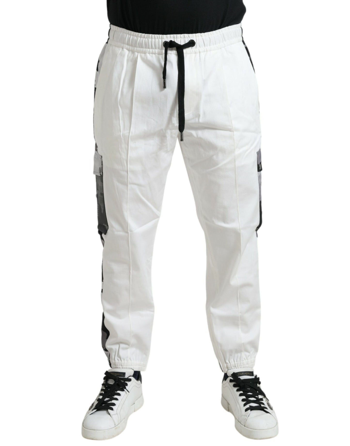 Dolce & Gabbana Elegant White Cotton Blend Jogger Pants Dolce & Gabbana