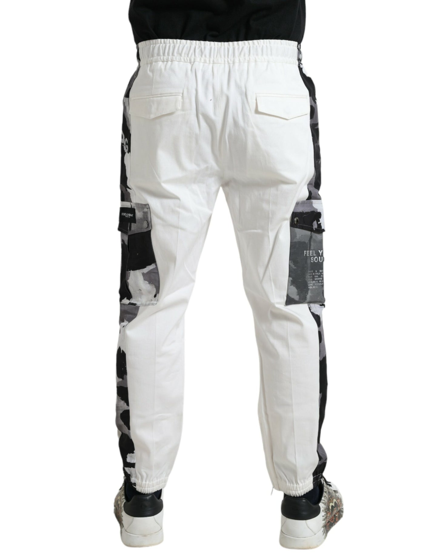 Dolce & Gabbana Elegant White Cotton Blend Jogger Pants Dolce & Gabbana