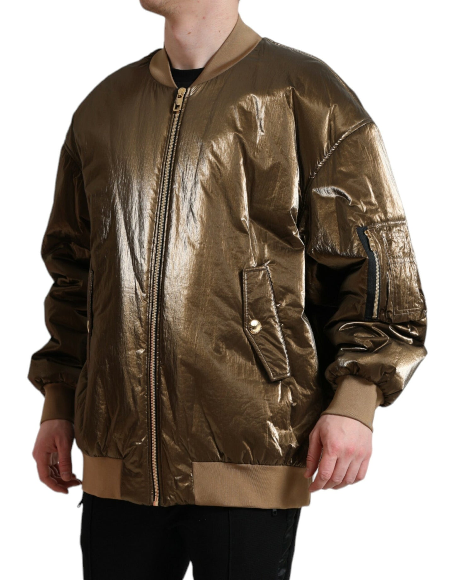 Dolce & Gabbana Elegant Bronze Bomber Jacket Dolce & Gabbana