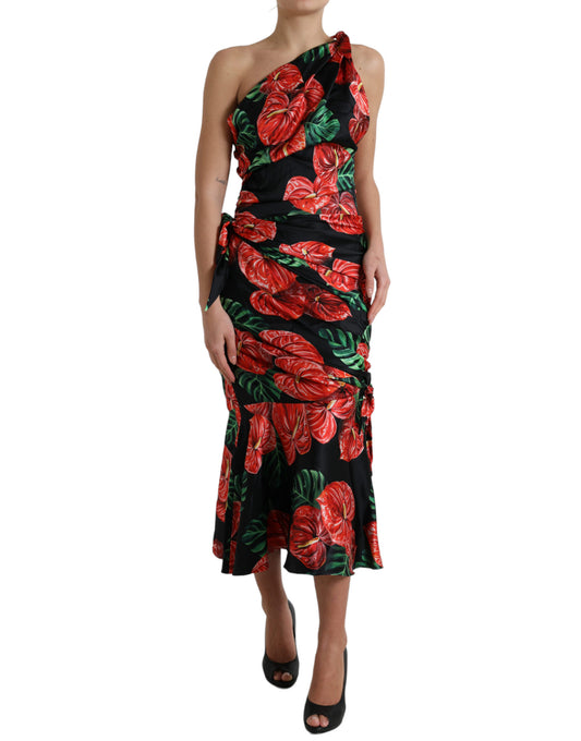 Dolce & Gabbana Tropical Elegance Silk Draped Dress Dolce & Gabbana