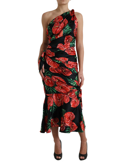 Dolce & Gabbana Tropical Elegance Silk Draped Dress Dolce & Gabbana