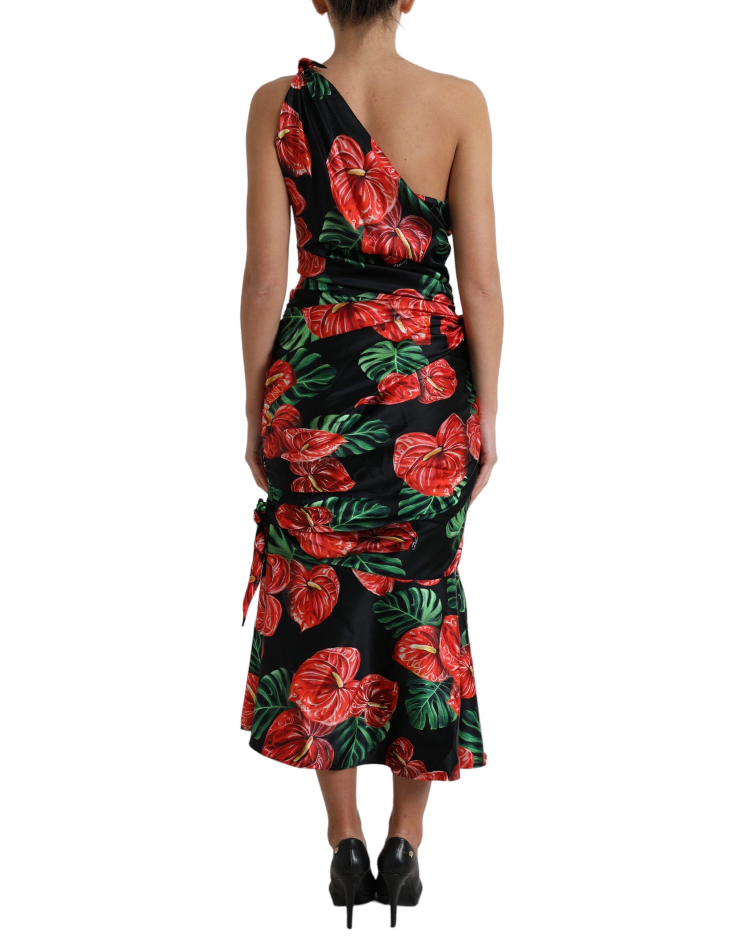 Dolce & Gabbana Tropical Elegance Silk Draped Dress Dolce & Gabbana