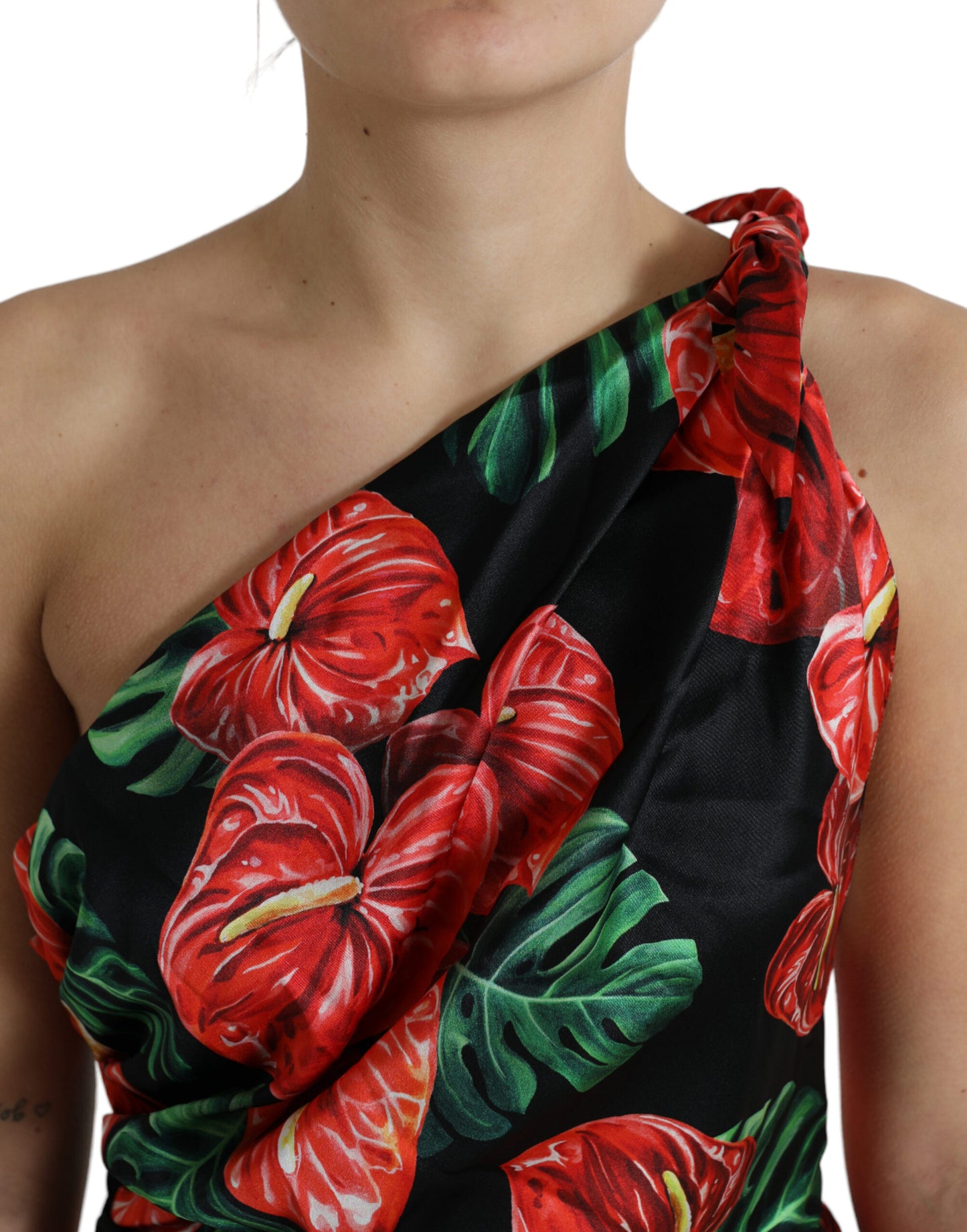 Dolce & Gabbana Tropical Elegance Silk Draped Dress Dolce & Gabbana