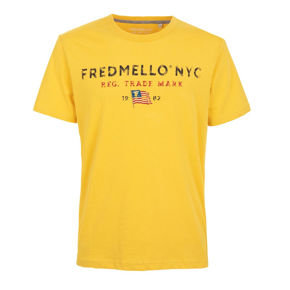 Fred Mello Sunshine Yellow Cotton Crewneck Tee Fred Mello