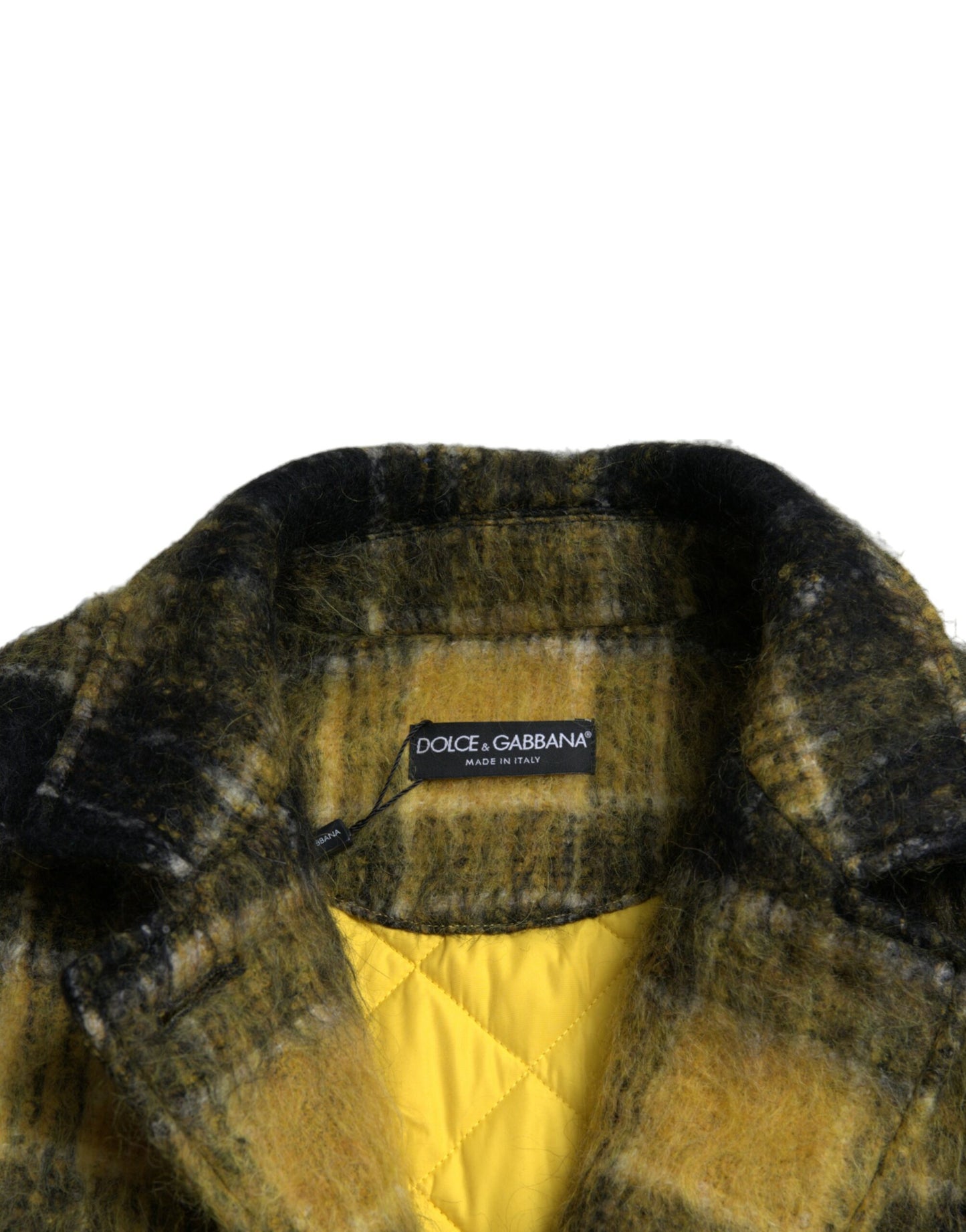 Dolce & Gabbana Chic Plaid Long Coat in Sunshine Yellow Dolce & Gabbana