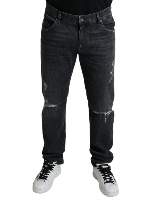 Dolce & Gabbana Elegant Slim Fit Tattered Denim Jeans Dolce & Gabbana