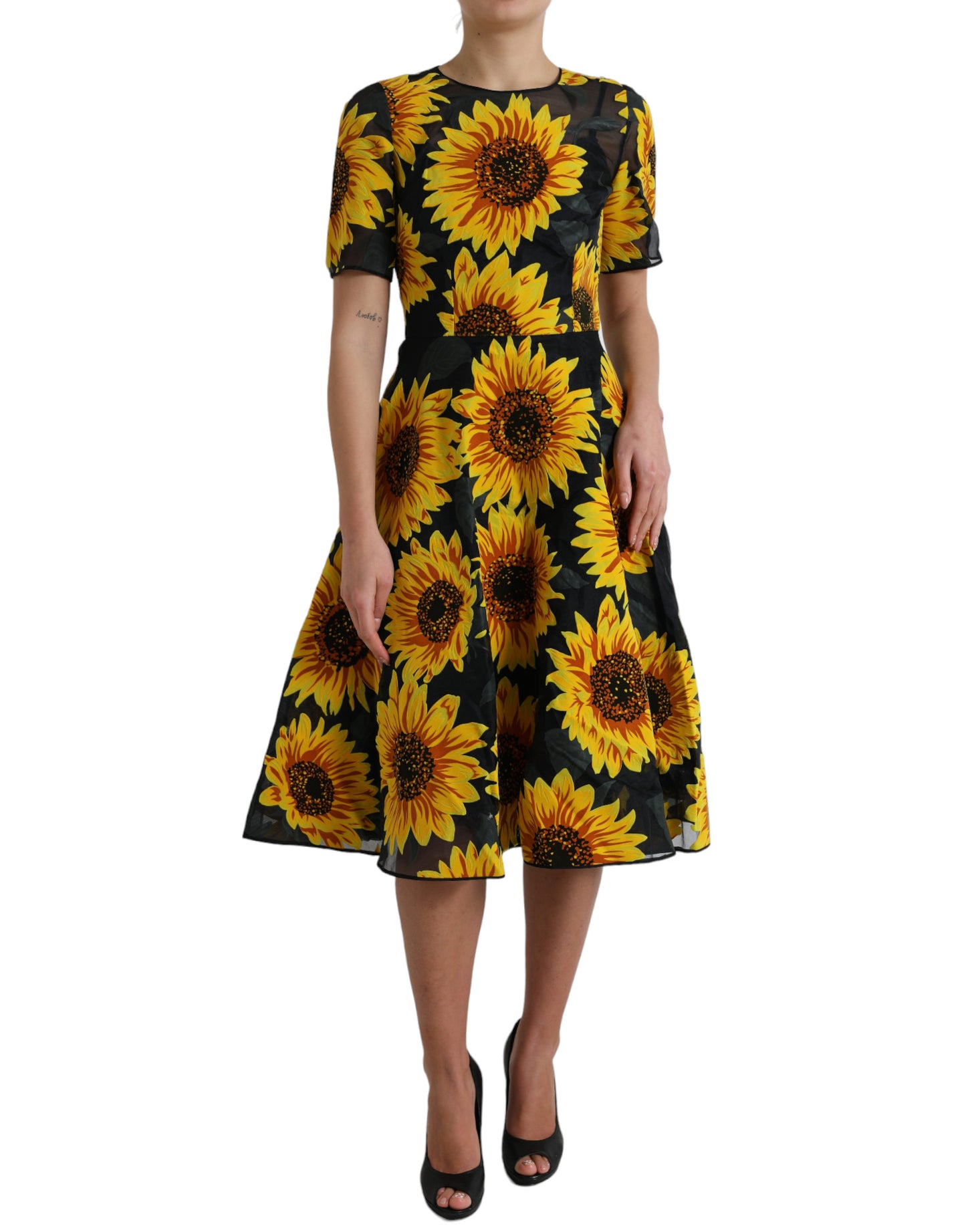 Dolce & Gabbana Summery Sunflower A-Line Midi Dress Dolce & Gabbana