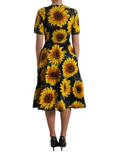 Dolce & Gabbana Summery Sunflower A-Line Midi Dress Dolce & Gabbana