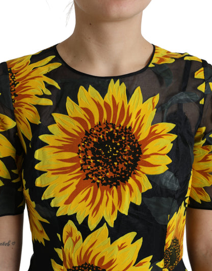 Dolce & Gabbana Summery Sunflower A-Line Midi Dress Dolce & Gabbana