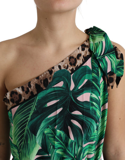 Dolce & Gabbana Tropical Jungle Print One-Shoulder Dress Dolce & Gabbana