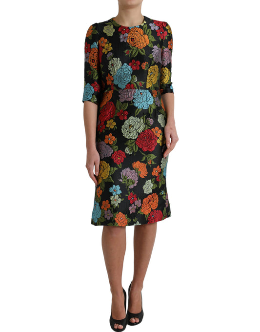 Dolce & Gabbana Elegant Floral Embroidered Pencil Dress Dolce & Gabbana