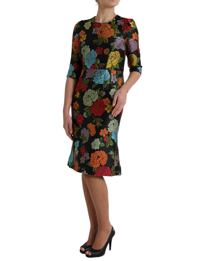 Dolce & Gabbana Elegant Floral Embroidered Pencil Dress Dolce & Gabbana