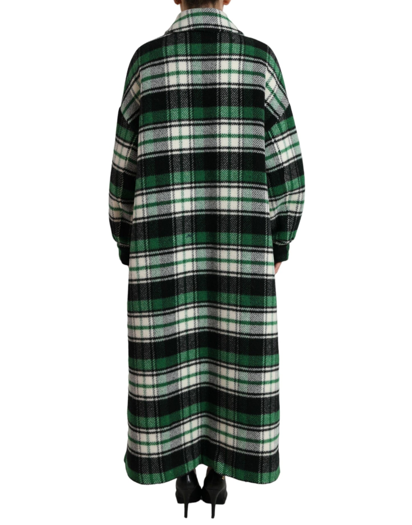 Dolce & Gabbana Elegant Green Plaid Long Coat Dolce & Gabbana