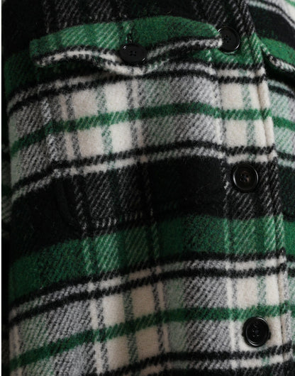 Dolce & Gabbana Elegant Green Plaid Long Coat Dolce & Gabbana