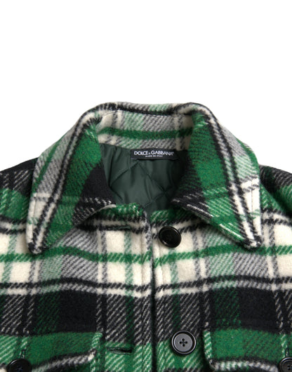 Dolce & Gabbana Elegant Green Plaid Long Coat Dolce & Gabbana