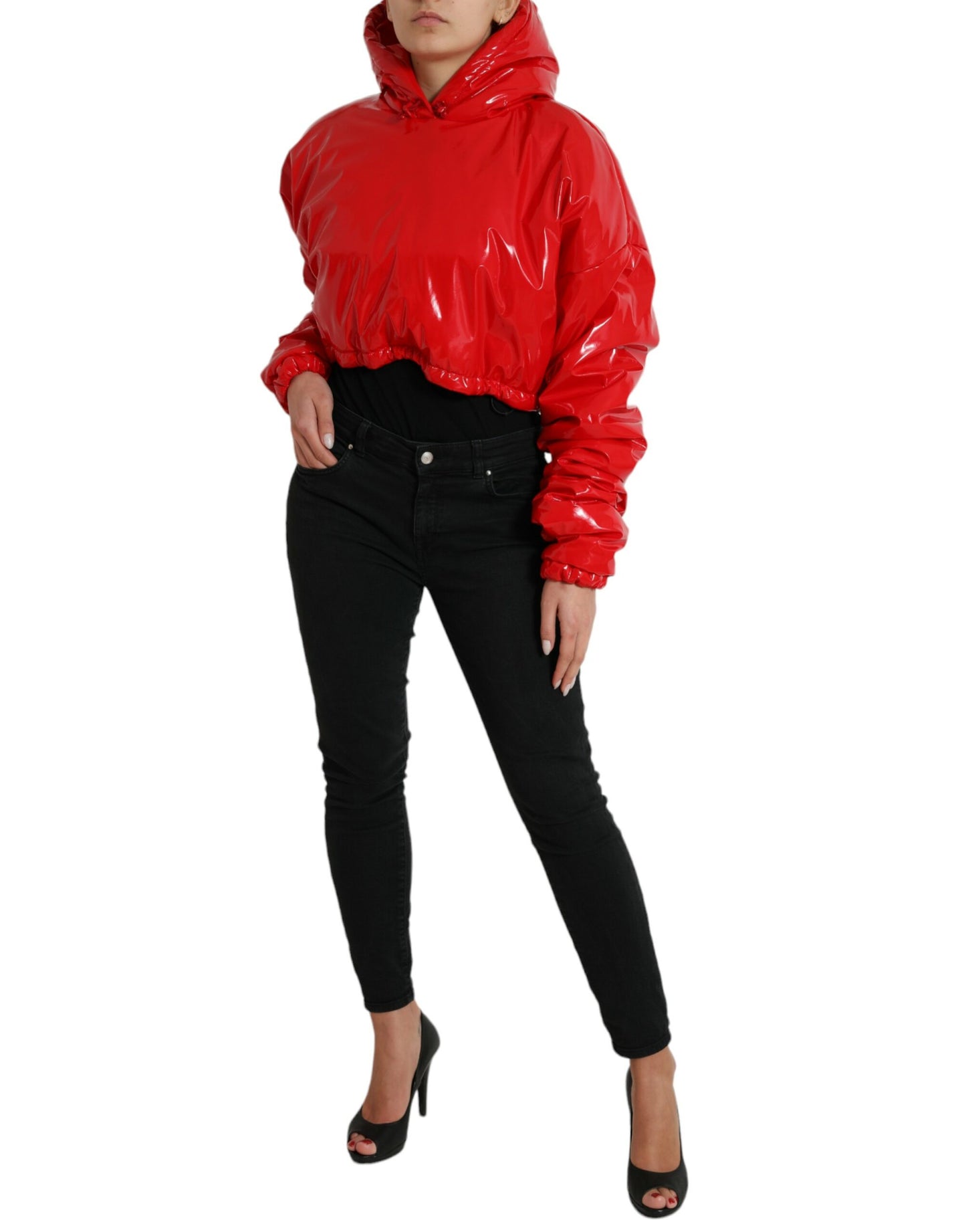 Dolce & Gabbana Chic Shiny Red Cropped Jacket Dolce & Gabbana