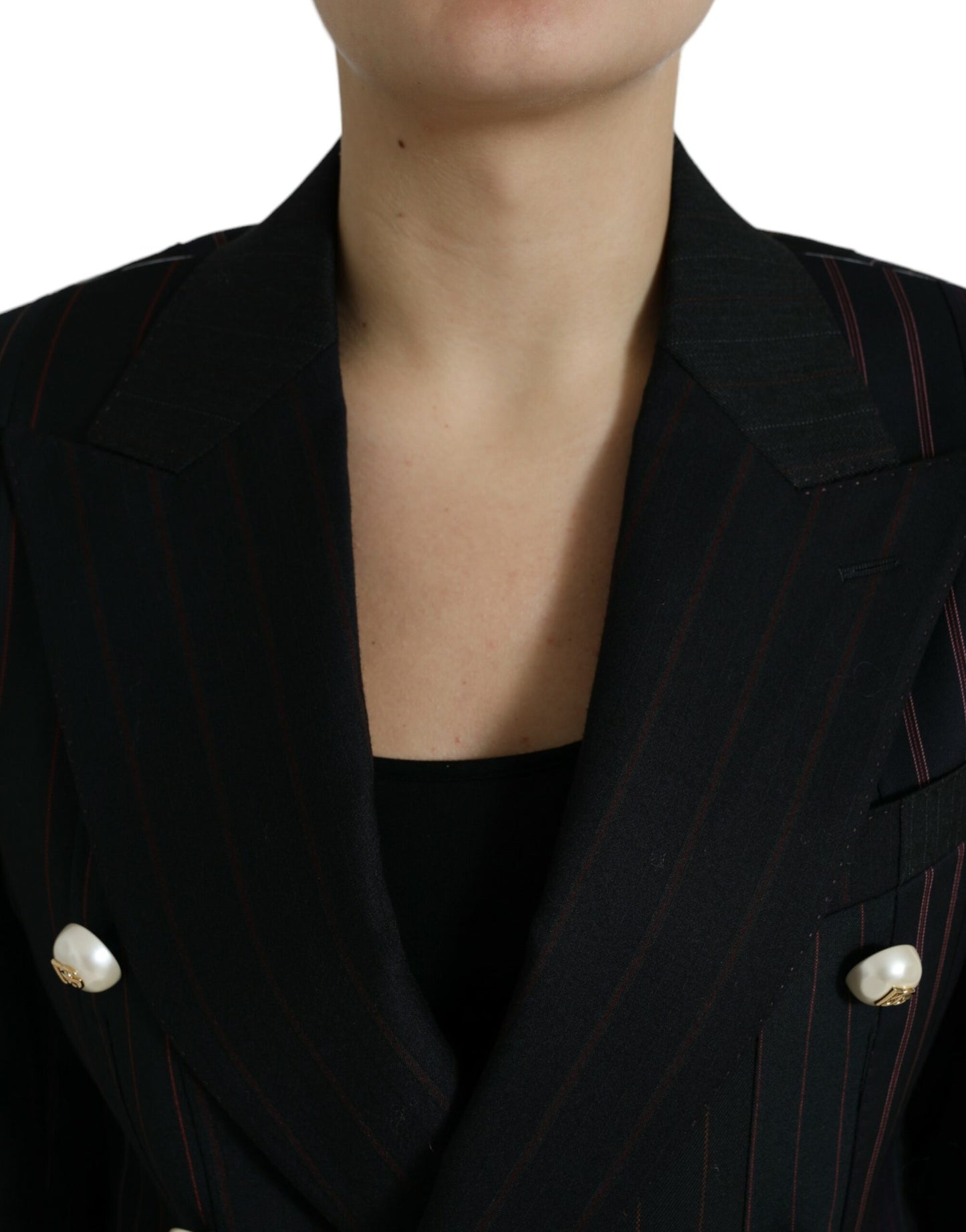 Dolce & Gabbana Elegant Striped Double Breasted Wool Blazer Dolce & Gabbana