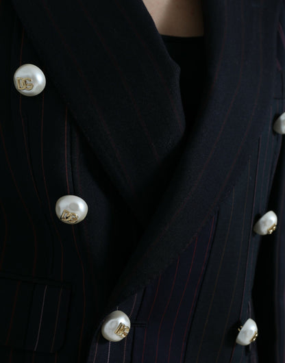 Dolce & Gabbana Elegant Striped Double Breasted Wool Blazer Dolce & Gabbana