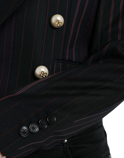 Dolce & Gabbana Elegant Striped Double Breasted Wool Blazer Dolce & Gabbana