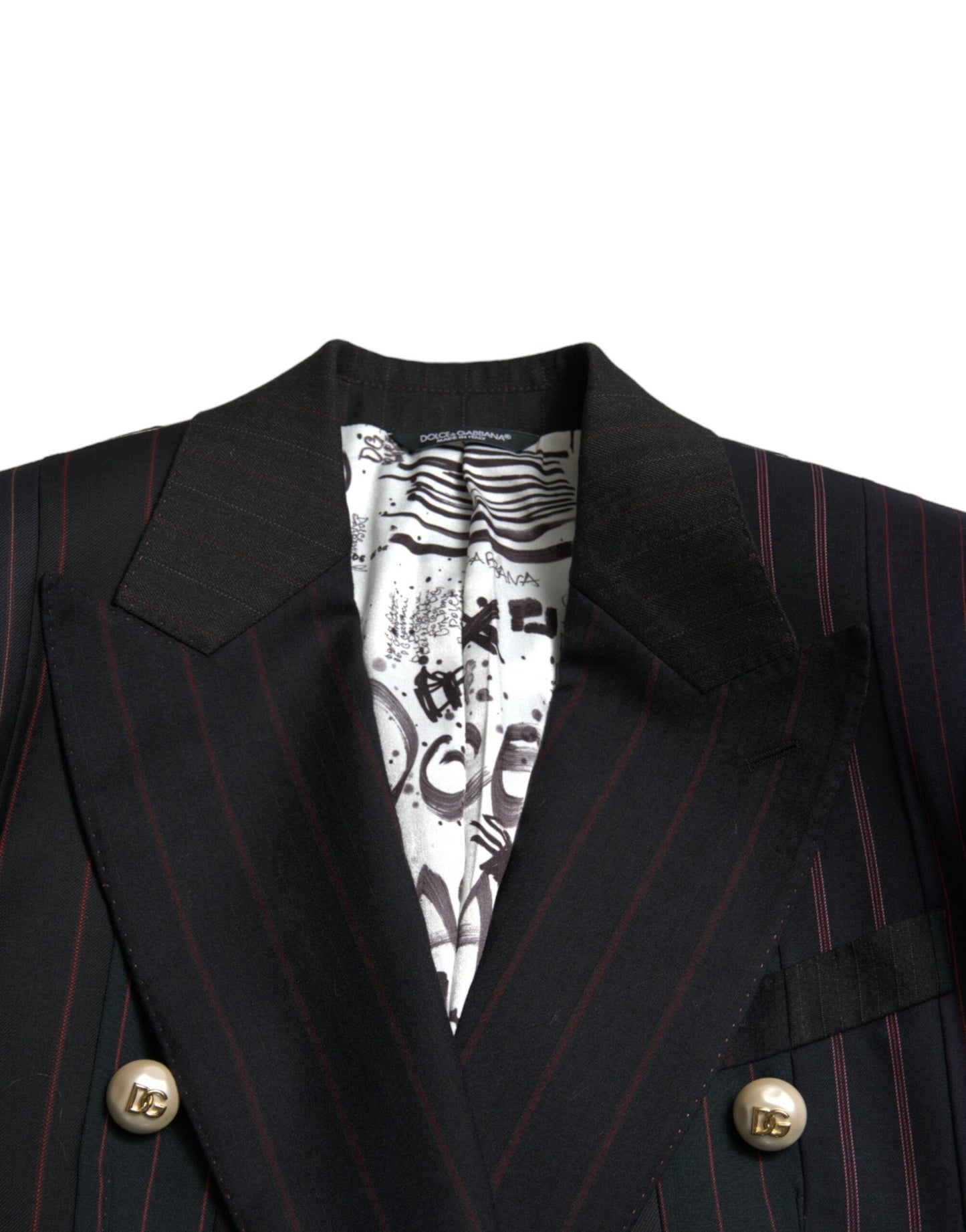 Dolce & Gabbana Elegant Striped Double Breasted Wool Blazer Dolce & Gabbana