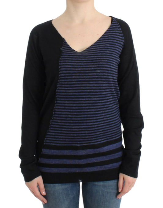 Costume National Striped V-Neck Luxury Sweater Costume National