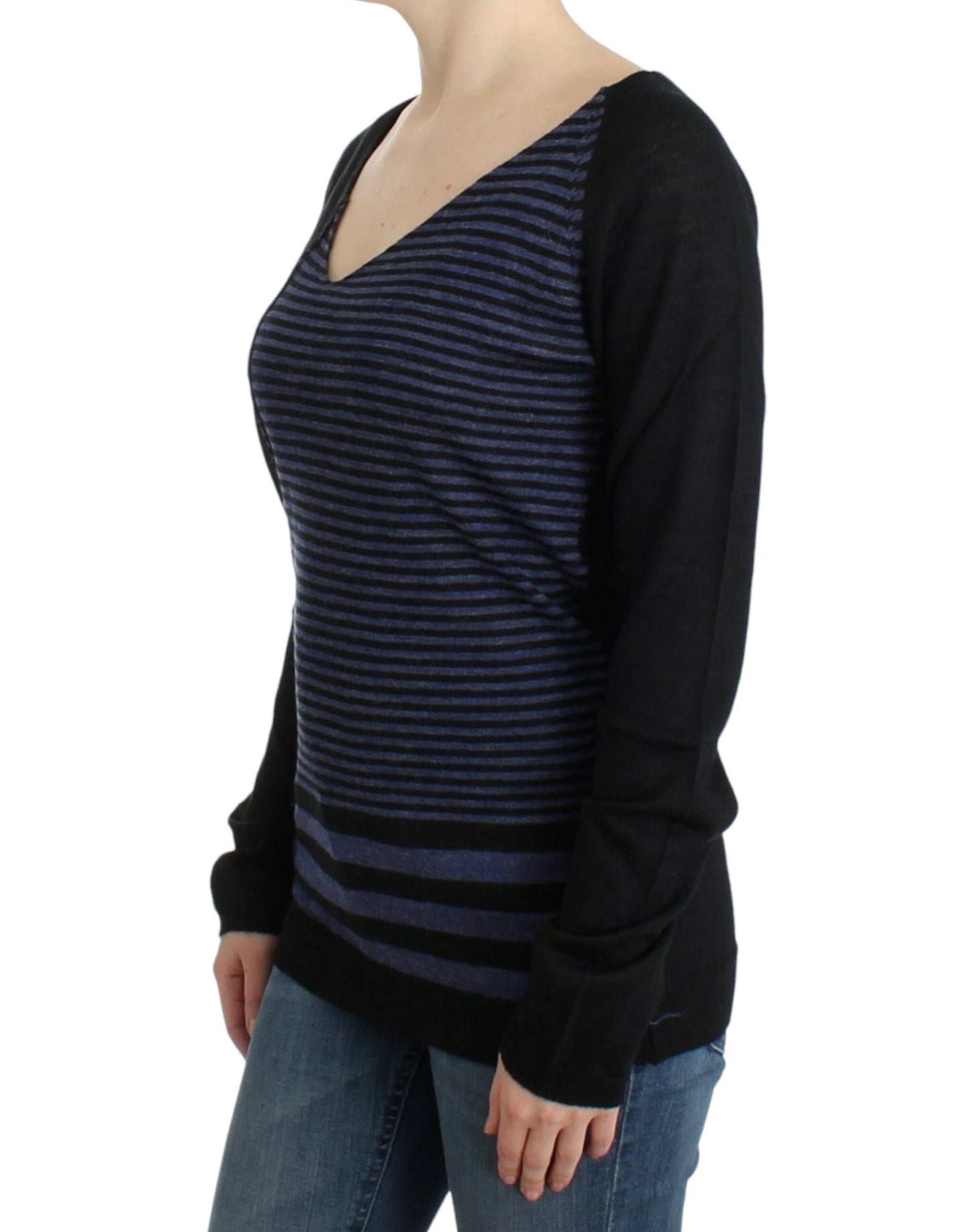 Costume National Striped V-Neck Luxury Sweater Costume National