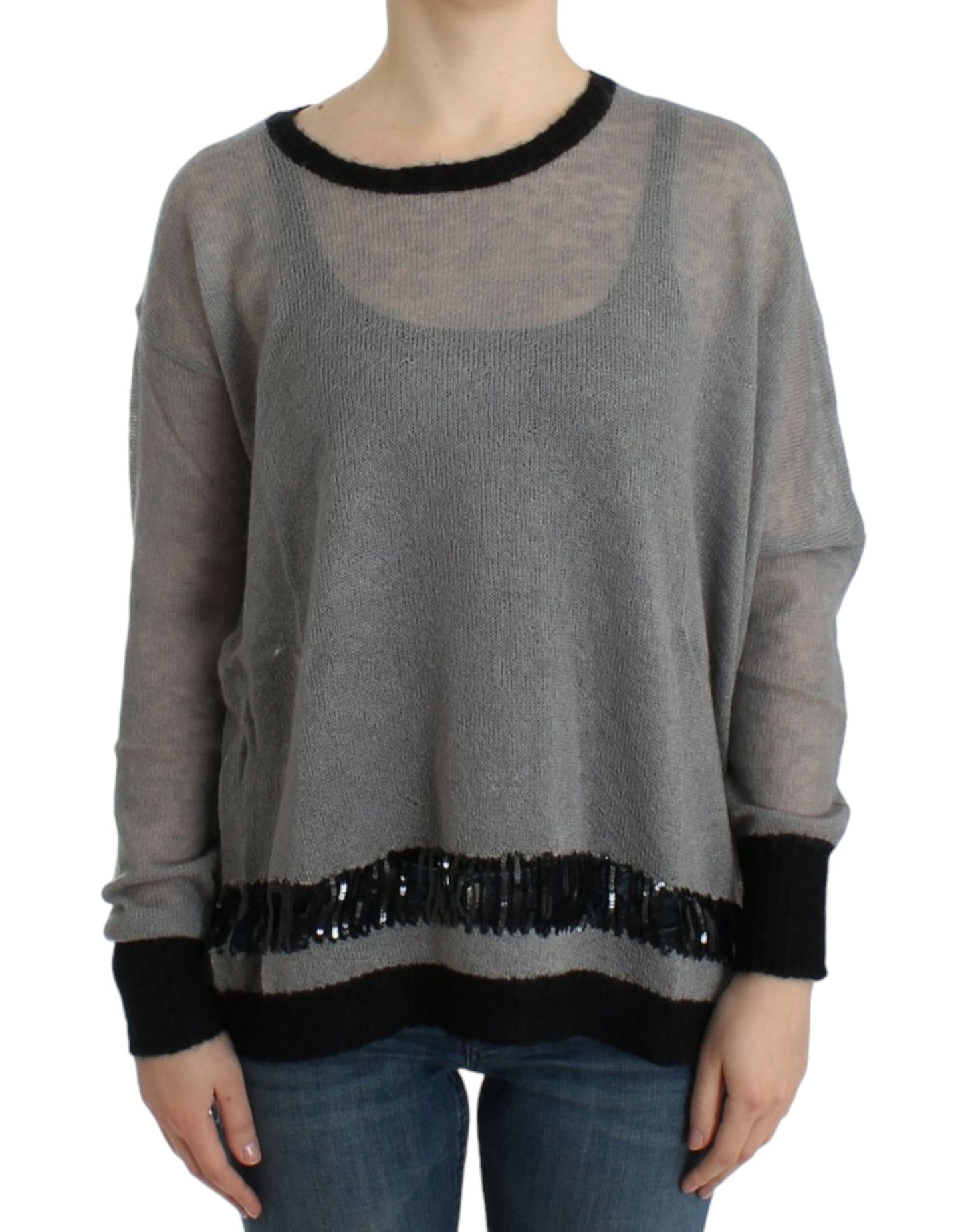 Costume National Chic Asymmetric Embellished Knit Sweater Costume National