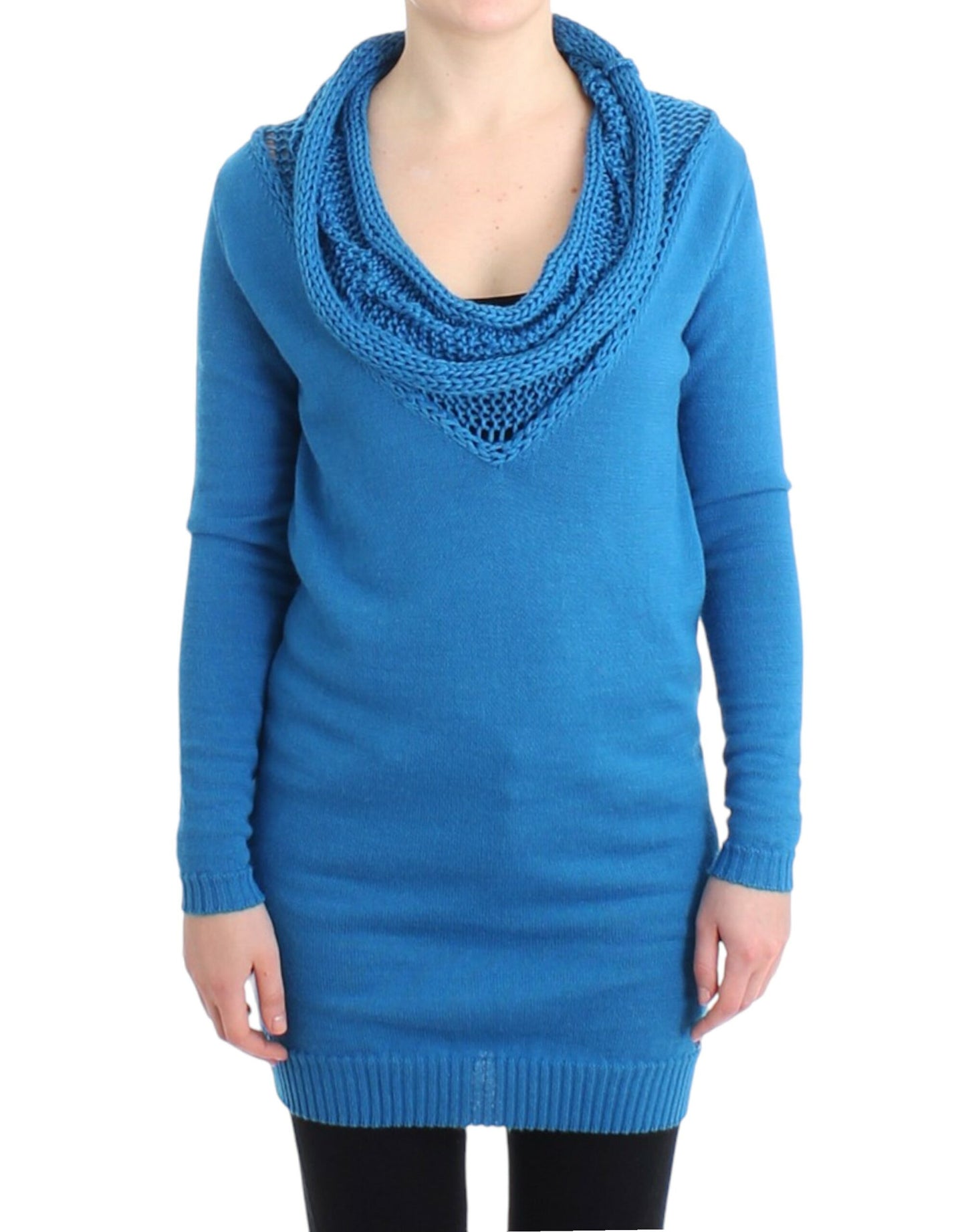 Costume National Cozy Scoop Neck Blue Knit Sweater Costume National