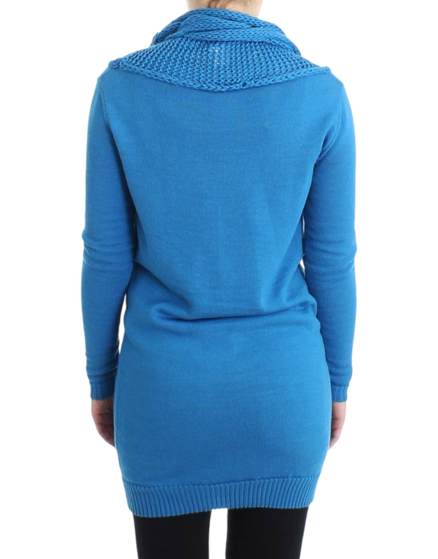 Costume National Cozy Scoop Neck Blue Knit Sweater Costume National