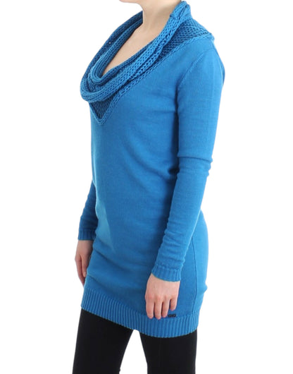 Costume National Cozy Scoop Neck Blue Knit Sweater Costume National