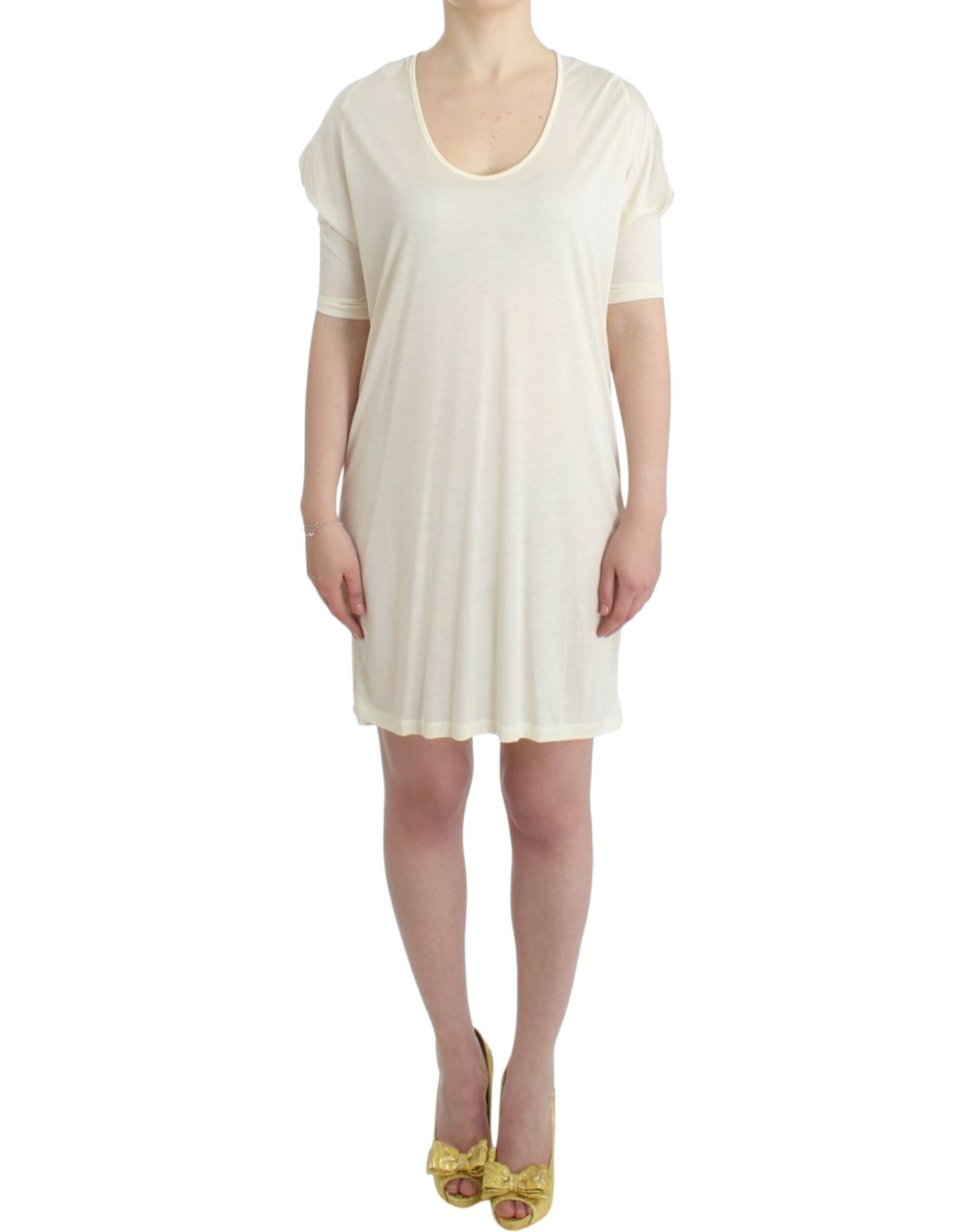 Costume National Chic White Modal Above-Knee Dress Costume National