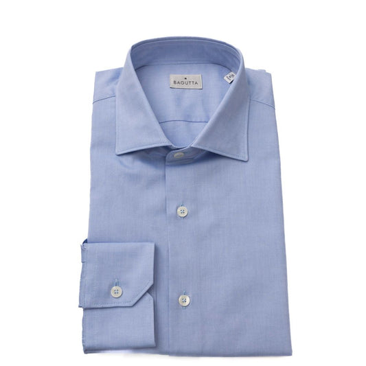 Bagutta Light Blue Cotton Men Shirt Bagutta