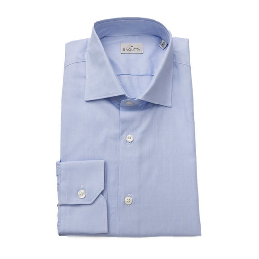 Bagutta Light Blue Cotton Men Shirt Bagutta