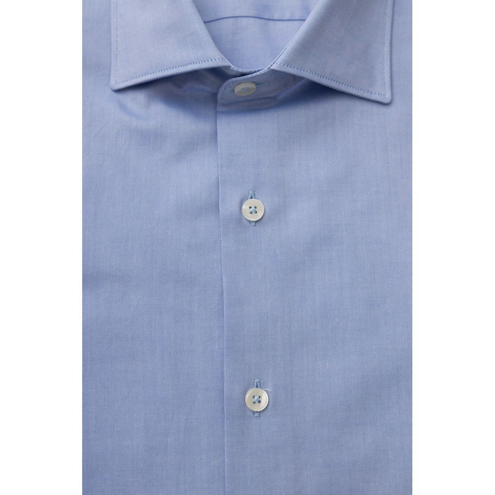 Bagutta Light Blue Cotton Men Shirt Bagutta