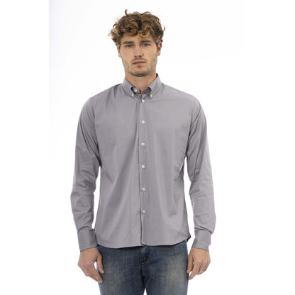 Baldinini Trend Gray Cotton Men Shirt Baldinini Trend